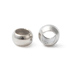 Platinum Brass Crimp Beads, Rondelle, Platinum, 1x2mm, Hole: 1mm
