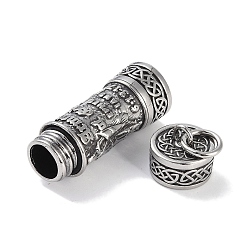 Human Openable 316 Surgical Stainless Steel Urn Ashes Pendants, with Jump Ring, Column Charm, Antique Silver, Soldiers, 46x15x13.5mm, Hole: 6.5mm