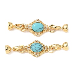 Настоящее золото 18K Латунное микропейв, прозрачный кубический цирконий, складные застежки, без кадмия, без никеля и без свинца, с синтетическими бирюзовый, ромб, реальный 18 k позолоченный, 55 мм