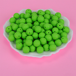 Lime Round Silicone Focal Beads, Chewing Beads For Teethers, DIY Nursing Necklaces Making, Lime, 15mm, Hole: 2mm