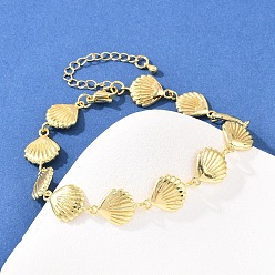 Настоящее золото 18K Браслеты-цепочки из латуни в форме ракушек для женщин, стойки покрытие, долговечный, без свинца и без кадмия, реальный 18 k позолоченный, 8-1/8 дюйм (20.5 см)