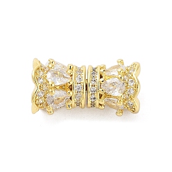 Настоящее золото 18K Покрытие стойки латунь микро паве прозрачный кубический цирконий винтовые застежки, без кадмия и без свинца, долговечный, реальный 18 k позолоченный, 17.5x8.5 мм, отверстие : 3 мм