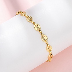 Настоящее золото 18K Браслеты из латунной цепочки для женщин, овальные, долговечный, стойки покрытие, без кадмия и без свинца, реальный 18 k позолоченный, 6.89 дюйм (17.5 см)