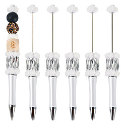 Белый Пластиковая шариковая ручка с цветком, ручка из нержавеющей стали с бусинами, для индивидуальной ручки своими руками, белые, 146x20 мм