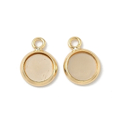 Настоящее золото 24K Плоские круглые настройки кабошон латунь подвесные, стеллажное покрытие круглые пустые поддоны с окантовкой, долговечный, без свинца и без кадмия, реальный 24 k позолоченный, лоток : 6.5 мм, 11x8x1 мм, отверстие : 1.5 мм
