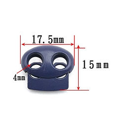 Midnight Blue Zinc Alloy Spring Cord Locks, 2 Hole Drawstring Toggle Spring Clasp, Midnight Blue, 17.5x15mm, Hole: 4mm