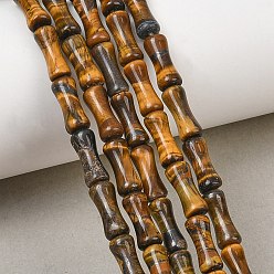 Tigerauge Natürlichen Tigerauge Perlen Stränge, Bambus-Joint, 12x5 mm, Bohrung: 1.2 mm, ca. 37 Stk. / Strang, 14.96'' (38 cm)