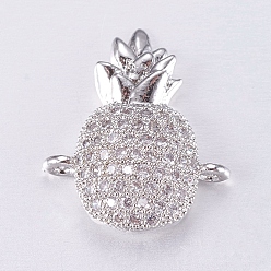 Платина Латунные микро проложить кубических ссылки циркония, ананас, платина, 16.5x14x4 мм, отверстие : 1 мм