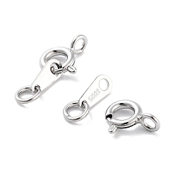 Real Platinum Plated 925 Sterling Silver Spring Ring Clasps, Real Platinum Plated, 16mm