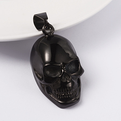 Черный Цвет Металла 316 l хирургические подвески из нержавеющей стали, череп, металлический черный , 42x23x18 мм, отверстие : 7x12 мм