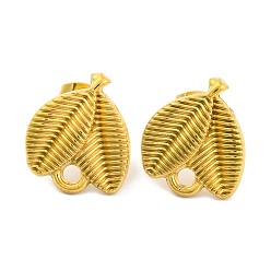 Настоящее золото 18K Ионное покрытие (IP) 304 шпильки из нержавеющей стали, лист, реальный 18 k позолоченный, 17x14.5 мм, отверстие : 2 мм, штифты : 11x0.5 мм