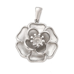 Нержавеющая Сталь Цвет 304 подвески из нержавеющей стали, цветочный шарм, анти-тускнение, цвет нержавеющей стали, 26.5x24x7 мм, отверстие : 2.5x7 мм
