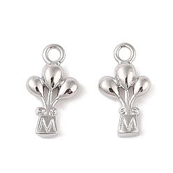 Платинированный Латунь прелести, без кадмия, без никеля и без свинца, воздушный шар, Реальная платина, 12.5x7x3 мм, отверстие : 1.5 мм