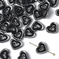 Черный 30шт акриловые бусины, бусина в бусине, сердце, чёрные, 19.5x23x6 мм, отверстие : 3 мм
