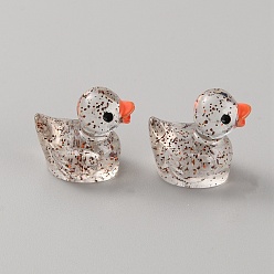 Шоколадный Миниатюрные уточки из смоляных блесток для украшения дома, микроландшафтные орнаменты, цвет шоколада, 16x11.5x16 мм