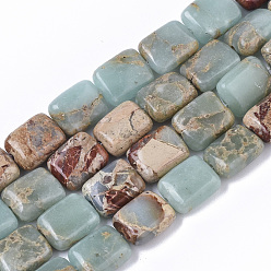 Aqua Terra Jaspis Natürliche Aqua Terra Jaspis Perlen Stränge, Eindruck Jasper, Rechteck, 10x8x4~5 mm, Bohrung: 1 mm, ca. 38~40 Stk. / Strang, 15.94 Zoll (40.5 cm)