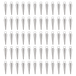 Нержавеющая Сталь Цвет 60 шт. 201 подвески из нержавеющей стали, конус прелести, цвет нержавеющей стали, 15x4 мм, отверстие : 1.8 мм