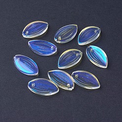 Clear Electroplate Glass Pendants, AB Color Plated, Petal, Clear AB, 21x12x4mm, Hole: 1.2mm
