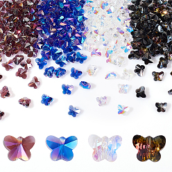(52) Непрозрачная лаванда 200 шт 4 цвета гальванические прозрачные стеклянные бусины нити, с покрытием AB цвета, с половиным покрытием, граненые, бабочка, разноцветные, 8x10x6 мм, отверстие : 1 мм, 50 шт / цвет