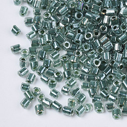 Teal 8/0 Two Cut Glass Seed Beads, Hexagon, Transparent Inside Colours Rainbow & Luster, Teal, 2.5~3x2.5mm, Hole: 0.9mm, about 15000pcs/bag