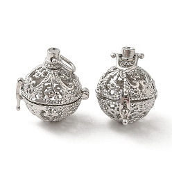 Платина Латунные полые круглые подвески, для ожерелья, платина, 20x15.5x19 мм, отверстие : 4x3.7 мм