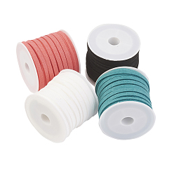 (52) Непрозрачная лаванда Шнуры из искусственной замши, искусственная замшевая кружева, разноцветные, 4x1.5 мм, около 5.46 ярдов (5 м) / рулон, 4 рулонов / набор