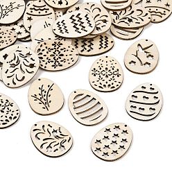 Мокасин Пасхальные яйца, листы МДФ, незаконченная древесина, мокасин, 37.5~38x28.5~29x2~2.5 мм, около 50 шт / упаковка