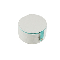 Gainsboro 2 Layer Round PU Leather Jewelry Boxes with Mirror Inside, Portable Travel Jewelry Organizer Case, for Earrings, Rings, Necklaces Storage, Gainsboro, 11x6cm
