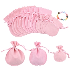 Бледно-Розовый 15 шт. 3 стили двухсторонние бархатные сумки, мешочки для украшений в форме калебаса на шнурке, розовый жемчуг, 9.8~14.3x8.3~11.7x0.16 см, 5 шт / стиль