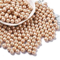 Персиковый Слойка Выпечка краска стеклянные бусины, круглые, розовые, 6 мм, отверстие : 0.8 мм, около 1800шт/1фунт