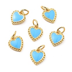 Светлый Морско-зеленый Подвески из латуни с эмалью в стойку, реальный 18 k позолоченный, долговечный, без свинца, без кадмии и без никеля, сердце, светло-зеленый, 10x9x1.5 мм, Перейти кольцо: 5x1 мм, 3 мм внутренним диаметром