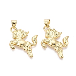 Настоящее золото 18K Латунные подвески, лошади прелести, реальный 18 k позолоченный, 27.5x20~21x2.5 мм, отверстие : 5x3 мм