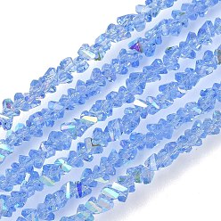 Васильковый Гальванизируйте прозрачное стекло бисер нитей, треугольные, граненые, AB цвет, васильковый, 3x2x2 мм, отверстие : 0.7 мм, около 135 шт / нитка, 9.21'' (23.4 см)
