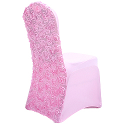 Pink Эластичный чехол для обеденного стула из спандекса, украшения для стульев, розовые, 450x450x950 мм