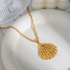 Shell Shape Европейские американские ожерелья из нержавеющей стали для женщин, реальный 18 k позолоченный, формы раковины, 16.14 дюйм (41 см)