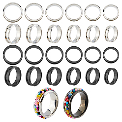 (52) Непрозрачная лаванда 12 ПК 12 стили настройки кольца из нержавеющей стали с рифлением, кольцевой сердечник, для изготовления инкрустации, разноцветные, 16.9~23 мм, 1 шт / стиль