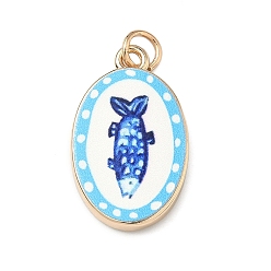 Oval Латунь эмаль подвески, овальные, 23x14x3 мм, Перейти кольцо: 5x0.8 мм, 3.4 мм внутренним диаметром