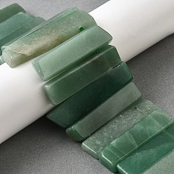 Зеленый Авантюрин Естественный зеленый авантюрин бисер нитей, прямоугольные, Топ пробуренной, 22~60x6~14x6~9 мм, отверстие : 1.5~2 мм, около 17~22 шт / нитка, 7.48''~8.07'' (19~20.5 см)