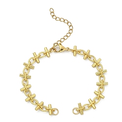 Golden Brass Handmade Link Chains, with 304 Stainless Steel Lobster Claw Clasp & Chain Extender, for Link Bracelet Making, Golden, 6-1/8 inch(15.5cm)