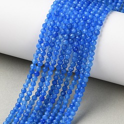 Azul Hilo de abalorios/cuentas de jade natural, teñido, facetados, rondo, azul, 3 mm, agujero: 0.7 mm, sobre 129 unidades / cadena, 15.28'' (38.8 cm)