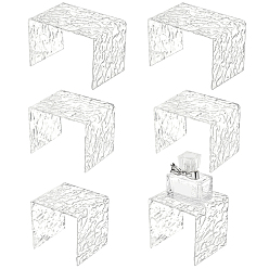 Прозрачный 3шт. 3 размеры акриловые подставки для ювелирных изделий с эффектом водной ряби, прямоугольный органайзер для ювелирных изделий, косметики, небольшое хранилище ювелирных изделий, прозрачные, 88~126x79.5x83 мм, 1 шт / размер