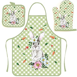 Light Green Easter Theme Polyester Sleeveless Apron and Gloves, with Double Shoulder Belt, Light Green, 800x600mm
