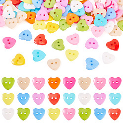 (52) Непрозрачная лаванда 150шт. акриловые сердечки-пуговицы, пластиковые швейные пуговицы для дизайна костюма, 2-луночное, разноцветные, 14x14x3 мм, отверстие : 1 мм
