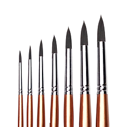 Перу Набор кистей, насадка из волчьей гривы с деревянной ручкой и никелированной медной трубкой, для акварельной живописи художник профессиональная живопись, Перу, 21~24.2 см, 8 шт / комплект