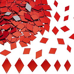 Красный 300шт 3 стили ромб акриловое зеркало пришитые стразы, красные, 17.5~23.5x9.5~14.5x1 мм, отверстие : 1 мм, 100 шт / стиль