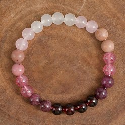 Индийский Красный Браслеты из натурального родонита и бусин, имитирующих стеклянные камни., bleesing фэн-шуй браслеты для мужчин и женщин, Индийская красная, внутренний диаметр: 2-1/4 дюйм (5.7 см)