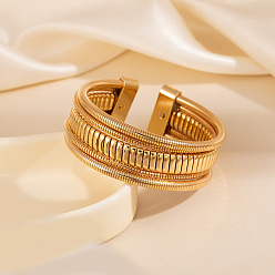 Золотой Многослойные железные браслеты-манжеты в виде змеиной цепочки для женщин, золотые, внутренний диаметр: 2.20 дюйм (5.6 см), широк: 23 мм