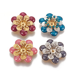 (52) Непрозрачная лаванда Шапочки и конусы для бусин, латунные, с эмалью, цветок, золотые, разноцветные, 20x5.5 мм, отверстия: 1 mm, Внутренний диаметр: 4 mm