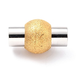 Plaqué 18k Or Véritable & Couleur Acier Inoxydable Placage ionique (ip) 304 fermoirs magnétiques en acier inoxydable avec extrémités collées, colonne, plaqué or véritable et couleur acier inoxydable, 20x12mm, Trou: 6mm