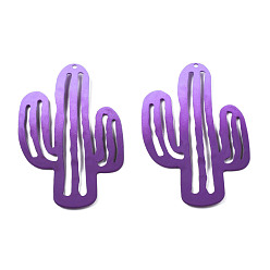 Purple Spray Painted Iron Pendants, Cactus, Purple, 49x33x3mm, Hole: 1.2mm